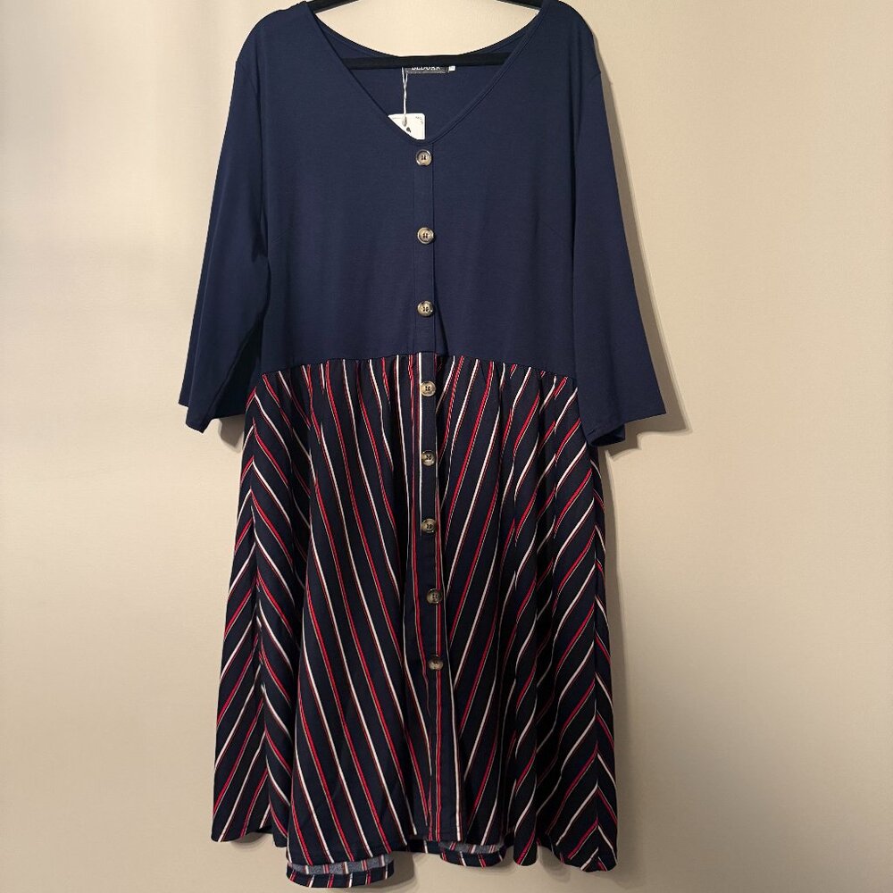 Bedoar Navy Striped Dress in size 22